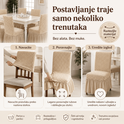 Navlake za Stolice s Elegantnom Suknjom – – Siva – slika 13