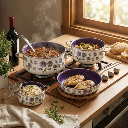 Netlon 10‑dijelni granitni set posuđa – – Crvena – slika 4