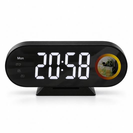 Ovalni LED stolni sat DS-3811LW – Digitalni stolni satovi – – slika 1