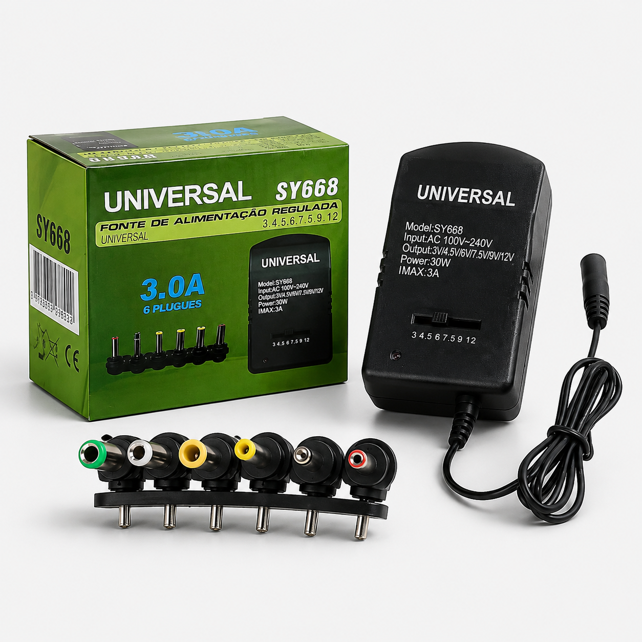 Univerzalni AC/DC Adapter SY668 – Podesivi Napon 3–12 V, 3 A i 6 Priključaka – slika 1