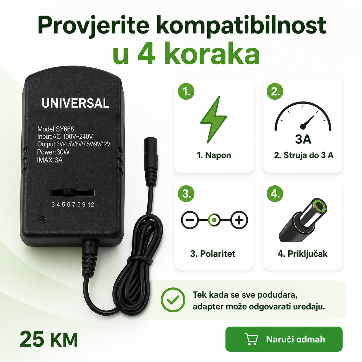 Univerzalni AC/DC Adapter SY668 – Podesivi Napon 3–12 V, 3 A i 6 Priključaka – slika 6