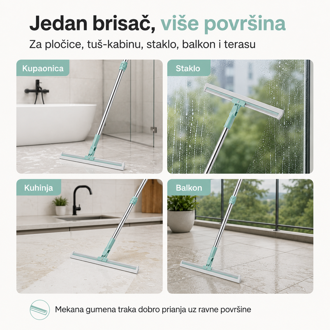 Višenamjenski Brisač za Pod i Staklo 2u1 – Teleskopska Drška 60–110 cm – slika 6