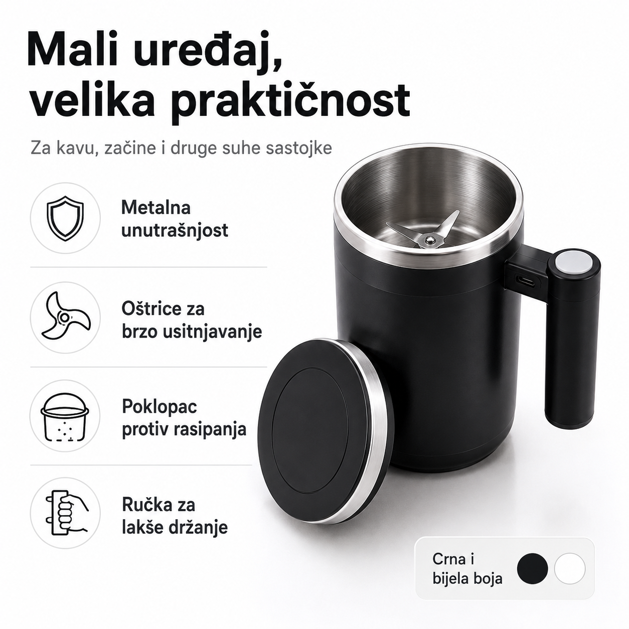 Električni Mlinac u Obliku Šalice za Kavu, Začine i Sjemenke – slika 6