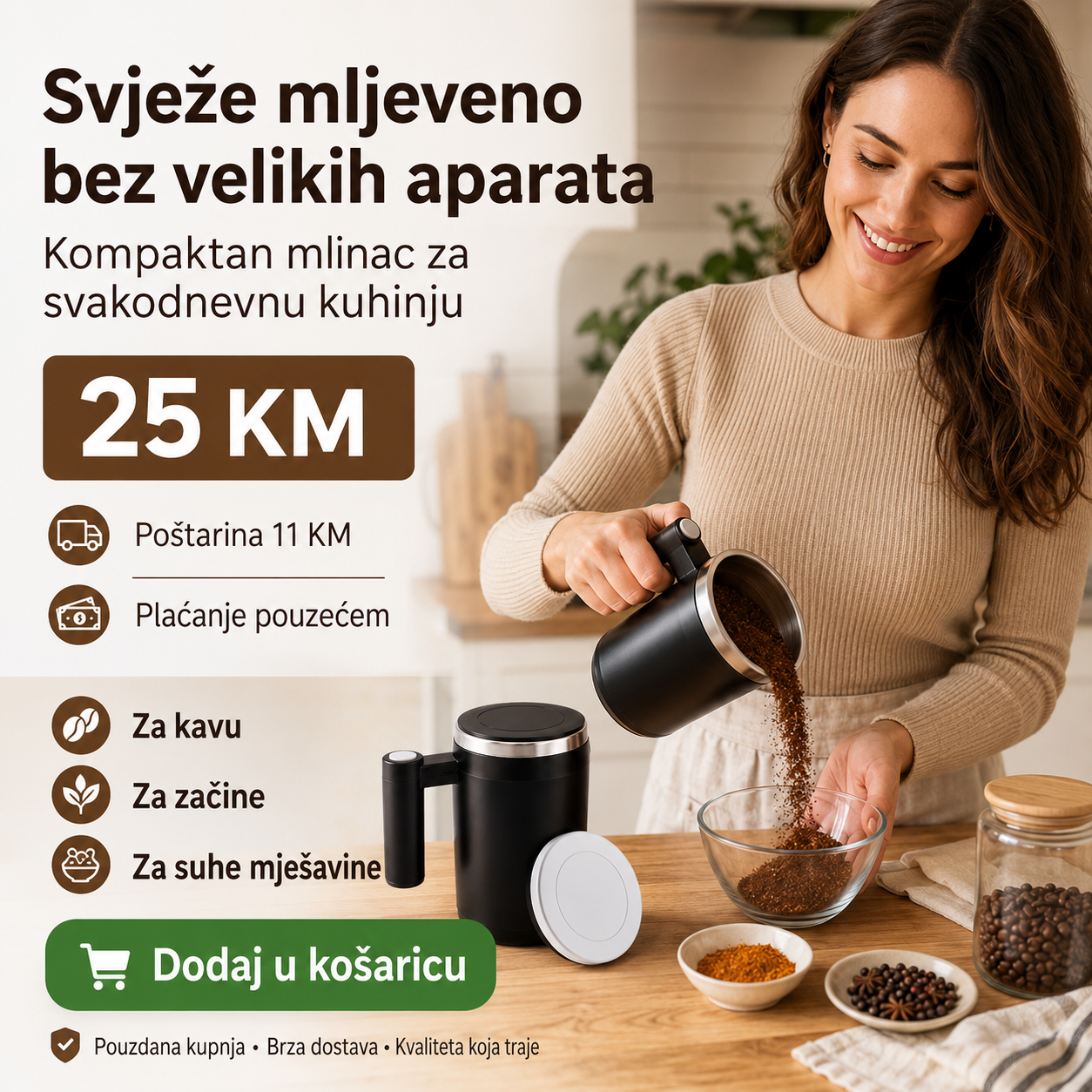 Električni Mlinac u Obliku Šalice za Kavu, Začine i Sjemenke – slika 8