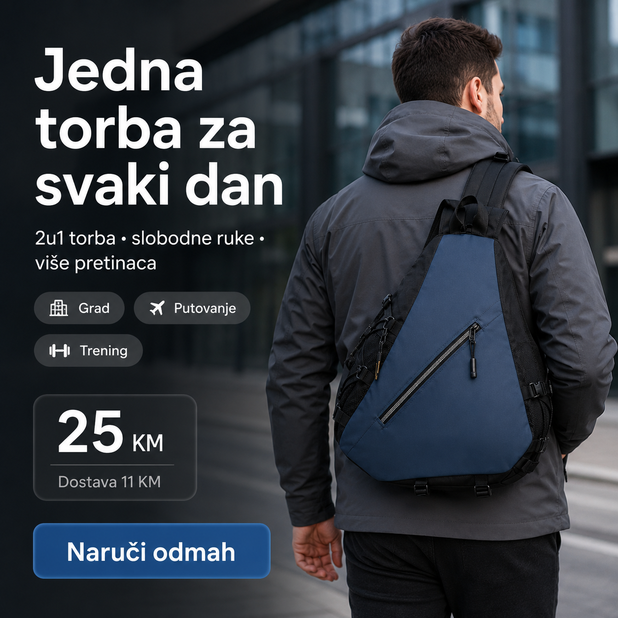 Višenamjenska Sportska Torba 2u1 – Crossbody Torba i Kompaktni Ruksak – slika 2