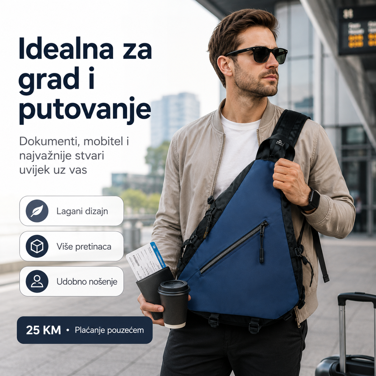 Višenamjenska Sportska Torba 2u1 – Crossbody Torba i Kompaktni Ruksak – slika 5