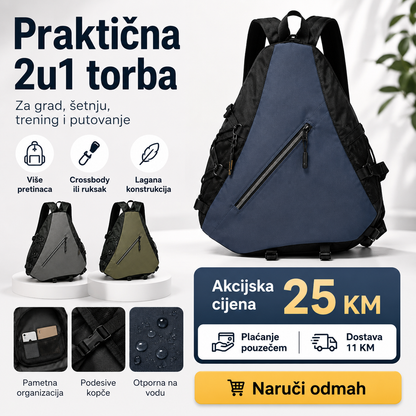 Višenamjenska Sportska Torba 2u1 – Crossbody Torba i Kompaktni Ruksak – slika 8