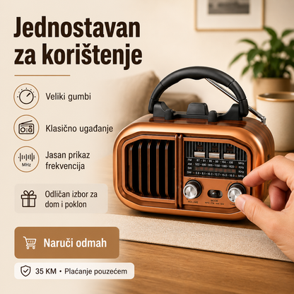 Prijenosni Retro Radio RX-BT618 s Bluetooth Zvučnikom – FM/AM/SW, USB i microSD – slika 6