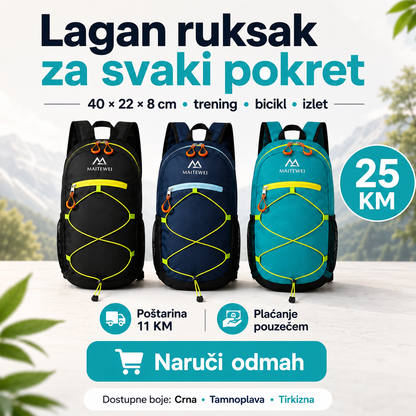 Lagani Sportski Ruksak 40 × 22 × 8 cm – Za Biciklizam, Trening i Izlete – slika 2