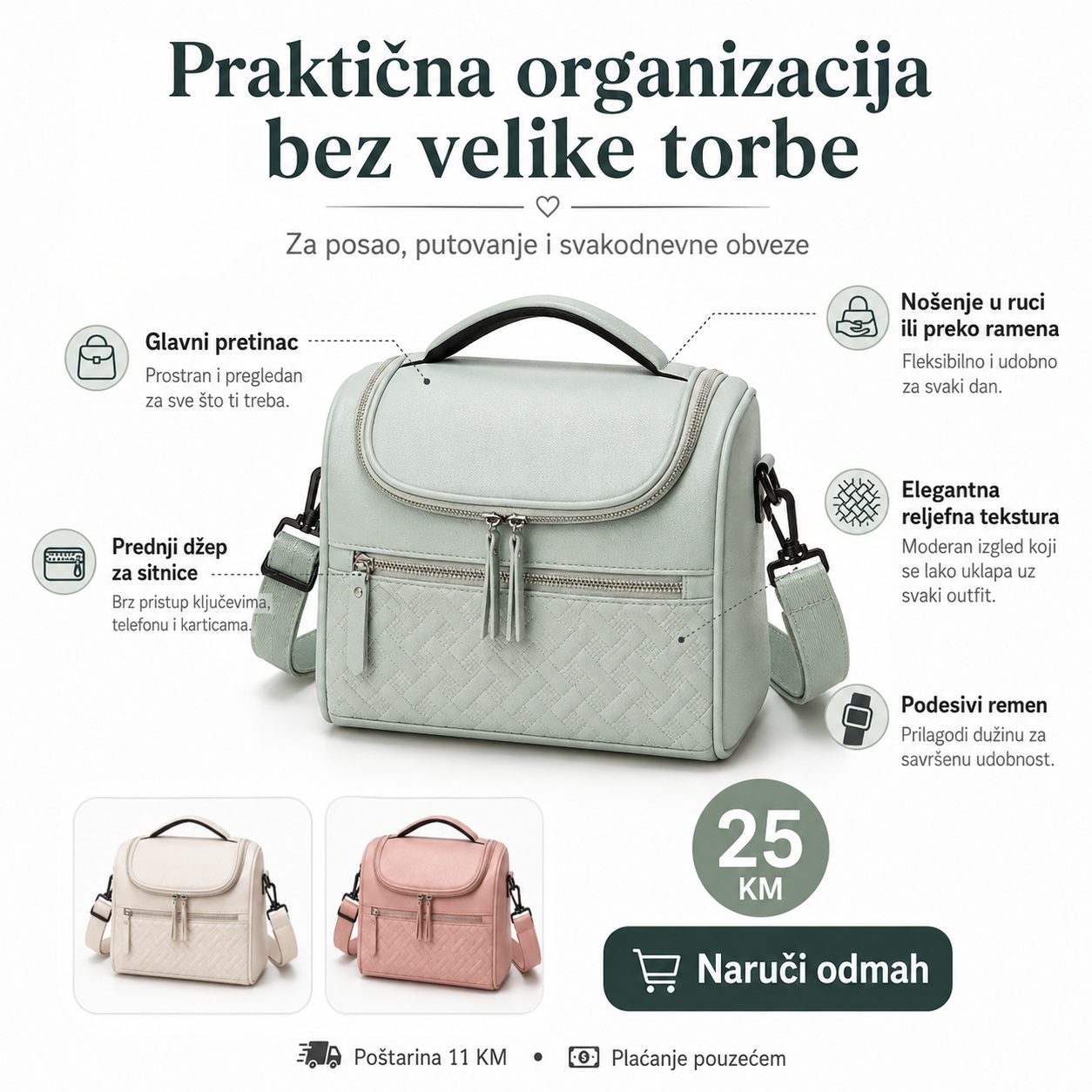 Elegantna Višenamjenska Torba 014 – Ručna i Ramena Torba za Posao i Putovanje – slika 3