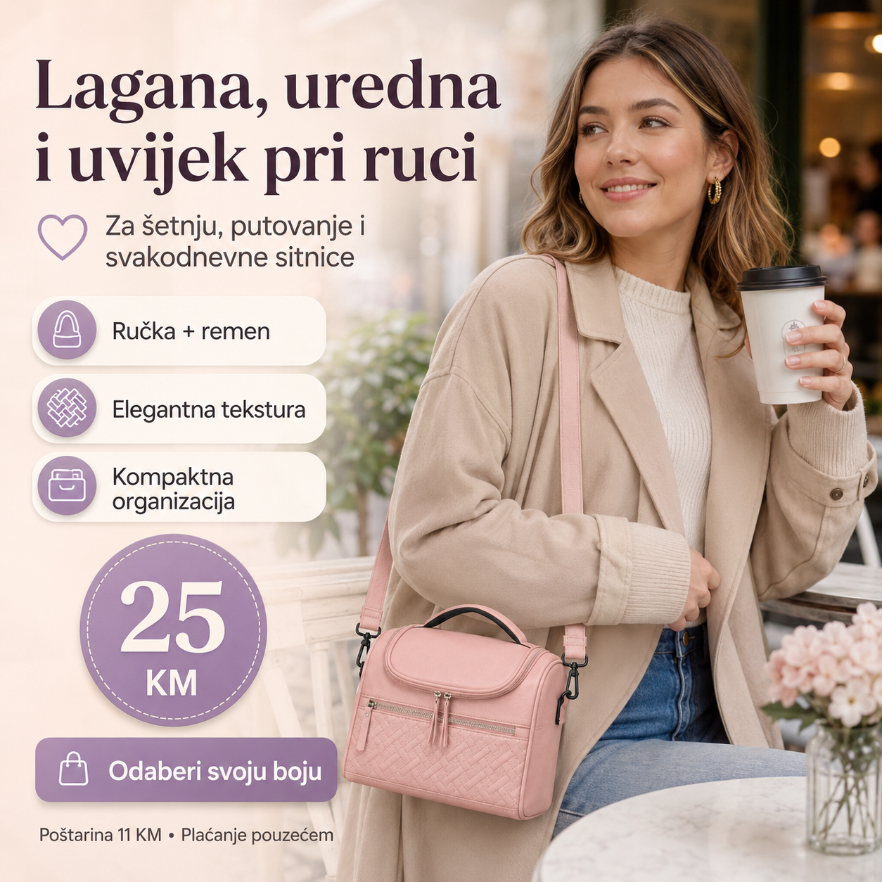 Elegantna Višenamjenska Torba 014 – Ručna i Ramena Torba za Posao i Putovanje – slika 7