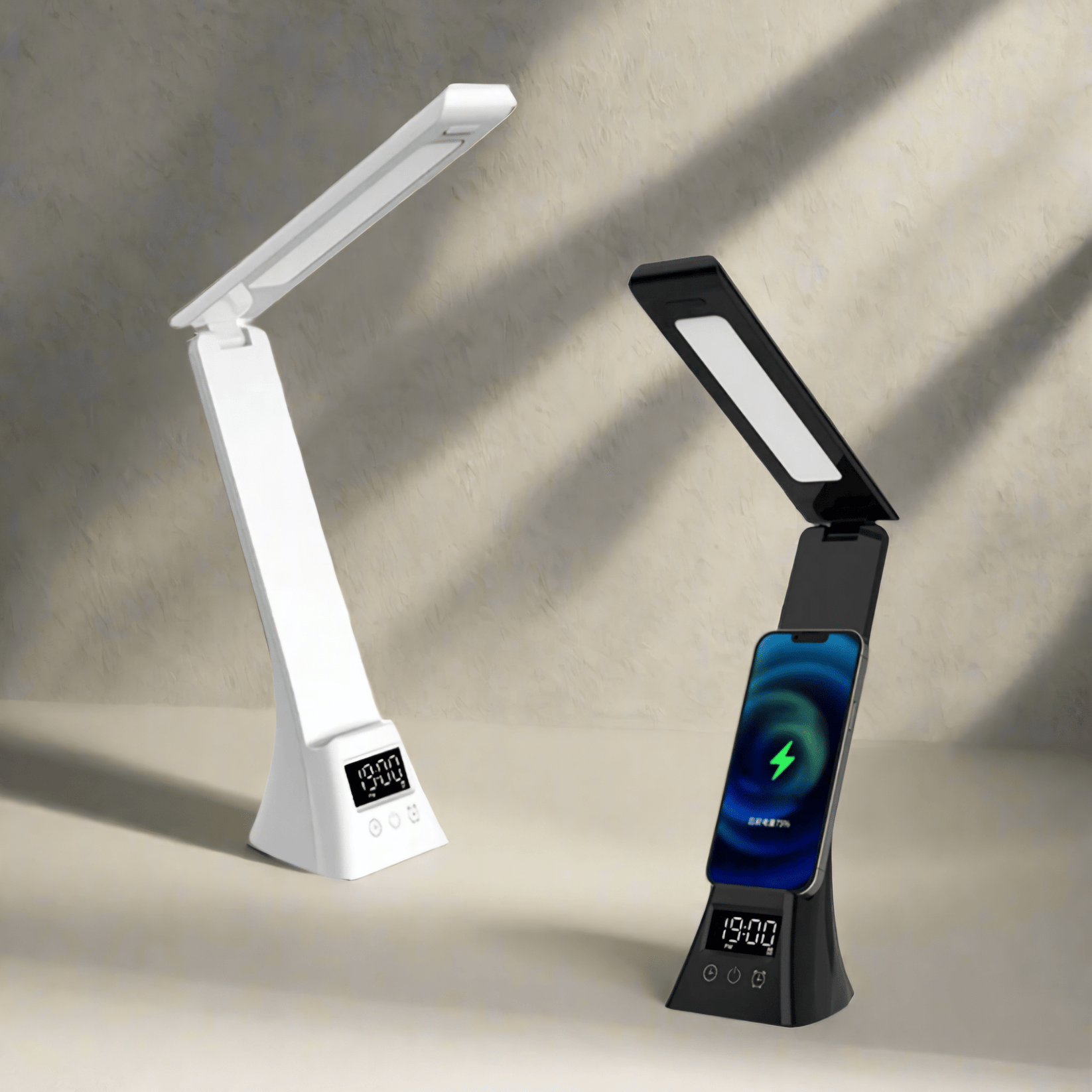 Pametna LED Stolna Lampa s Bežičnim Punjačem i Satom – – – slika 2