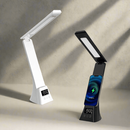 Pametna LED Stolna Lampa s Bežičnim Punjačem i Satom – – – slika 2