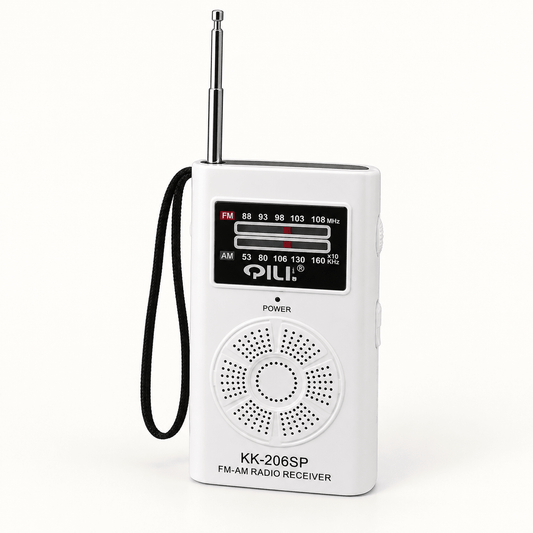 PILI KK-206SP mali AM/FM radio s antenom – Mali AM/FM radio prijemnici – KK-206SP bijeli – slika 1