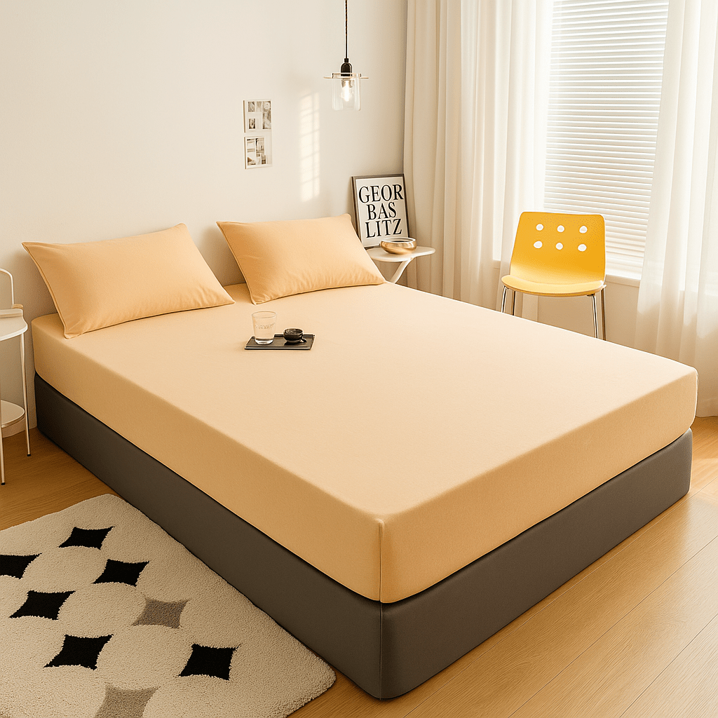 Plahte za krevet s gumicom – – Bež 220x240 cm – slika 3