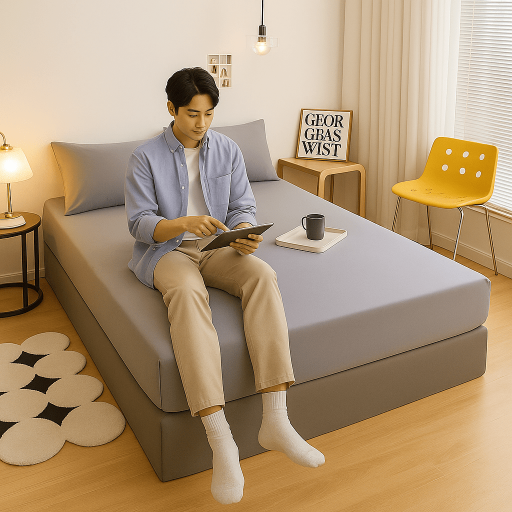 Plahte za krevet s gumicom – – Siva 220x240 cm – slika 8