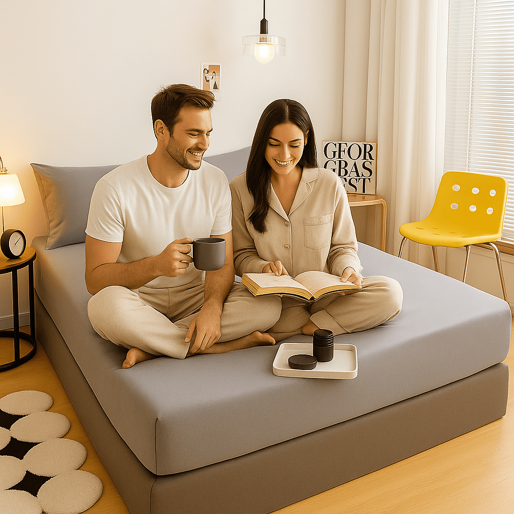 Plahte za krevet s gumicom – – Siva 220x240 cm – slika 9