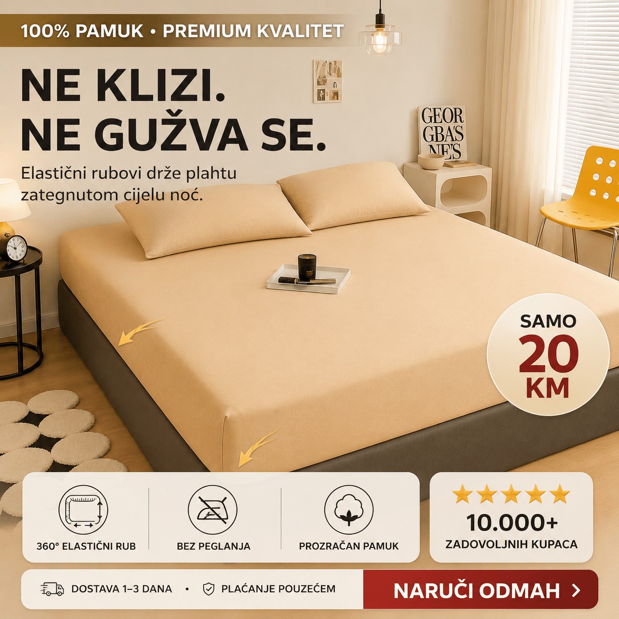 Plahte za krevet s gumicom – Posteljina i Spavaća Soba – Siva 220x240 cm – slika 6