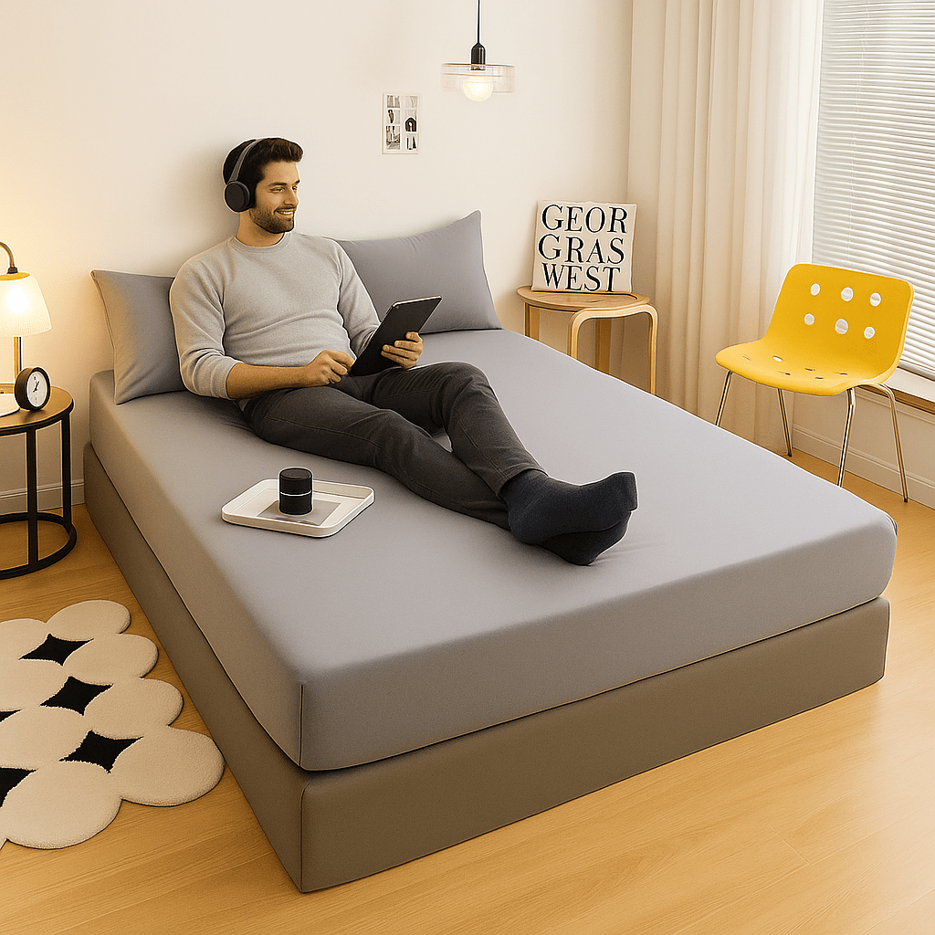 Plahte za krevet s gumicom – – Siva 220x240 cm – slika 10