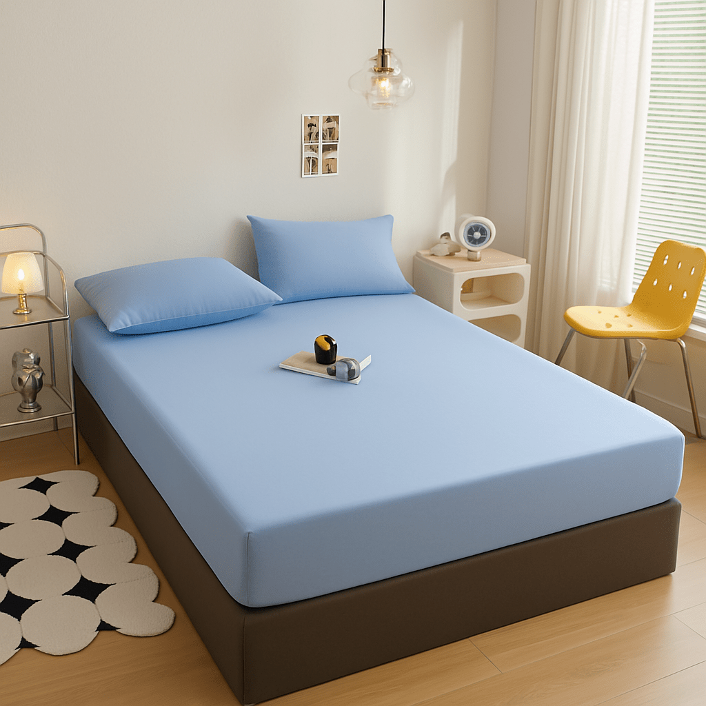 Plahte za krevet s gumicom – – Svijetlo Plava 220x240 cm – slika 4