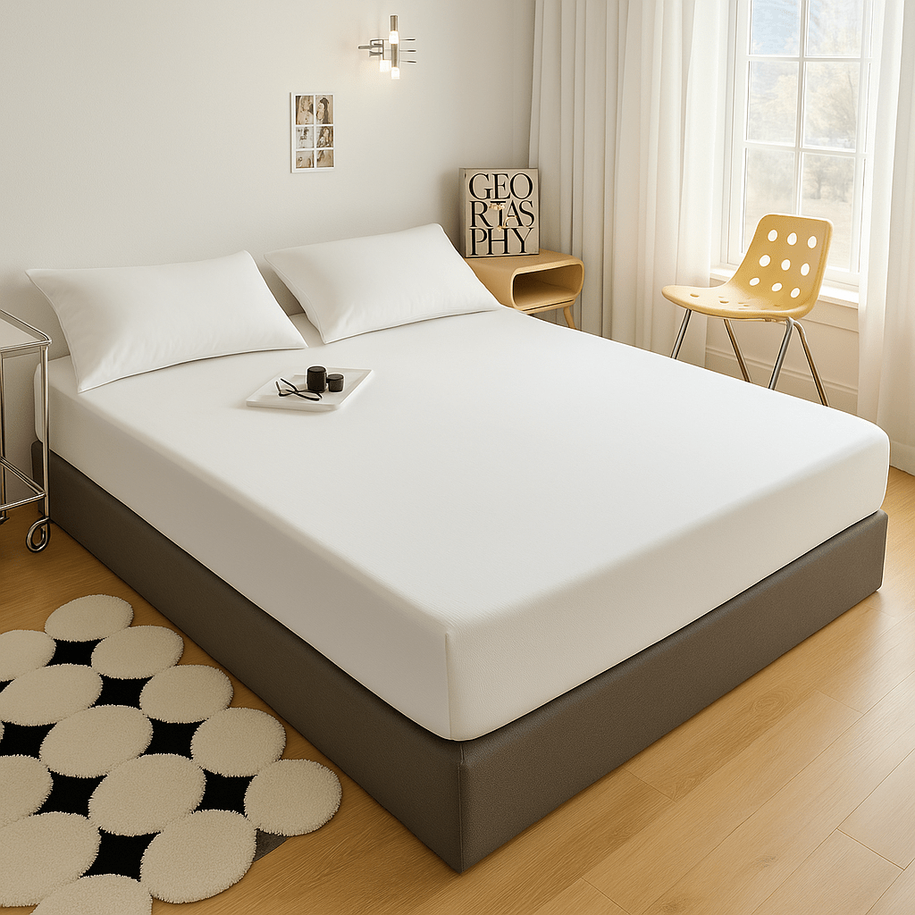 Plahte za krevet s gumicom – – Bijela 220x240 cm – slika 2