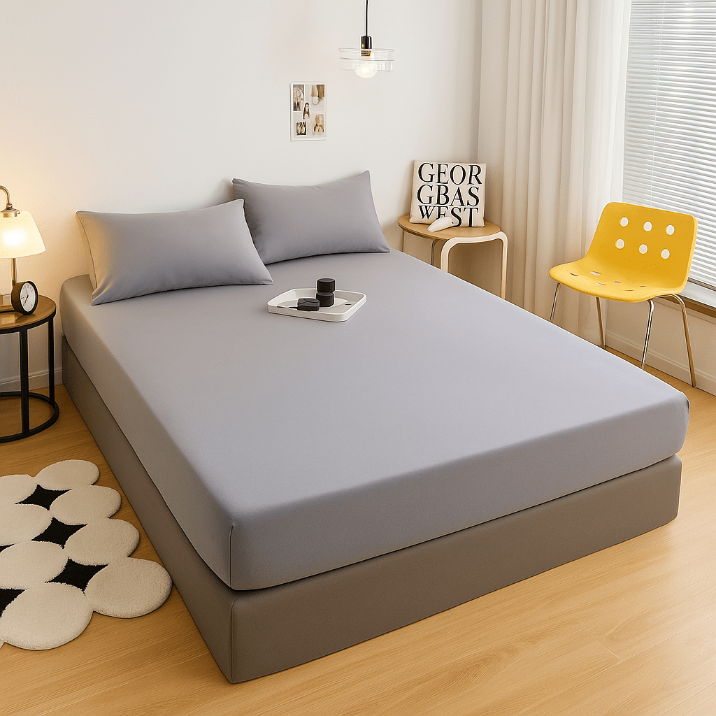 Plahte za krevet s gumicom – – Siva 220x240 cm – slika 1