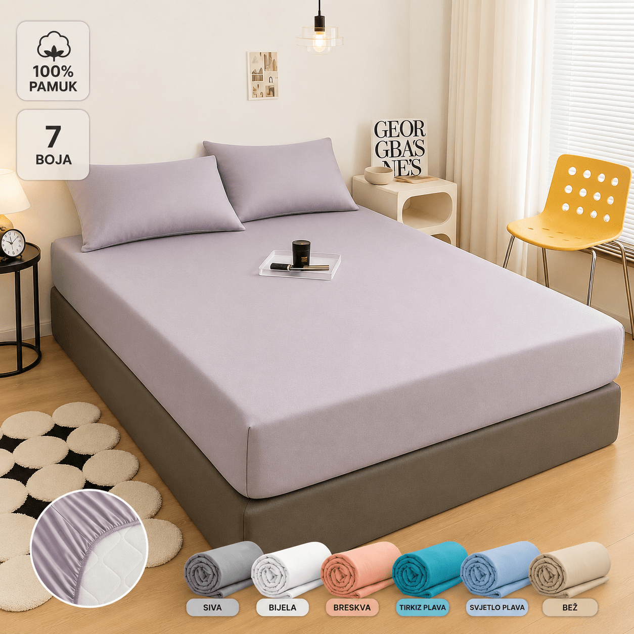 Plahte za krevet s gumicom – Posteljina i Spavaća Soba – Siva 220x240 cm – slika 5