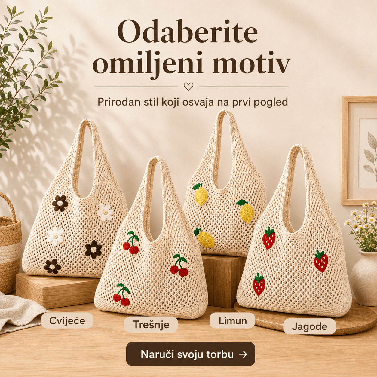 Pletena Torba za Kupovinu – – – slika 8