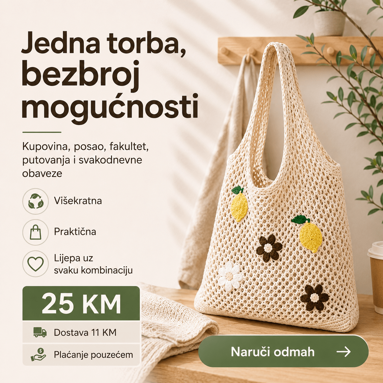 Pletena Torba za Kupovinu – – – slika 6