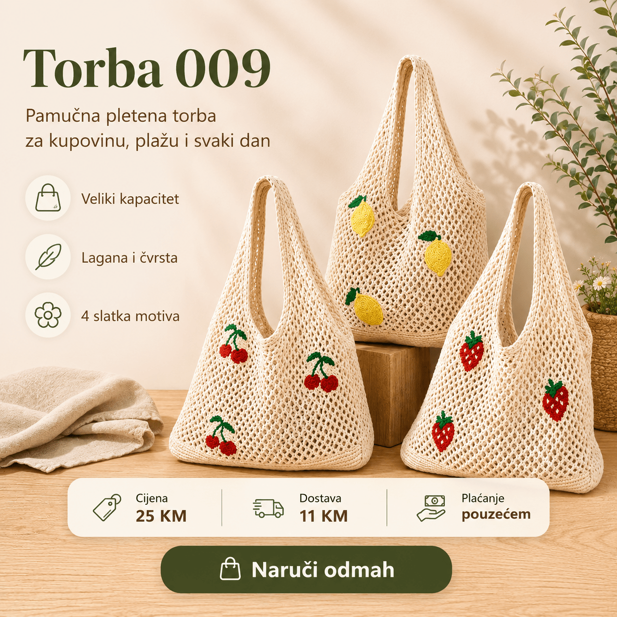 Pletena Torba za Kupovinu – – – slika 7