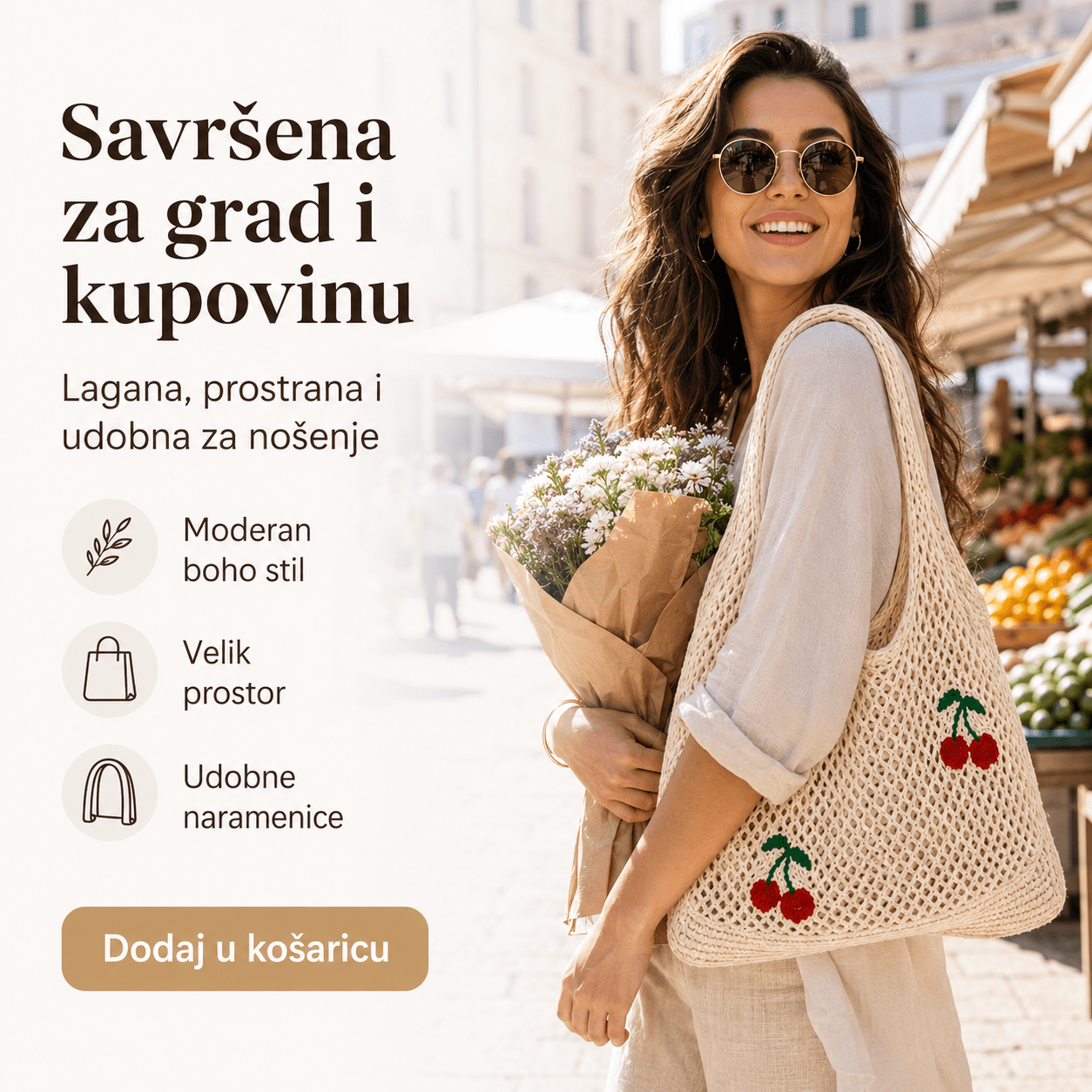 Pletena Torba za Kupovinu – – – slika 2