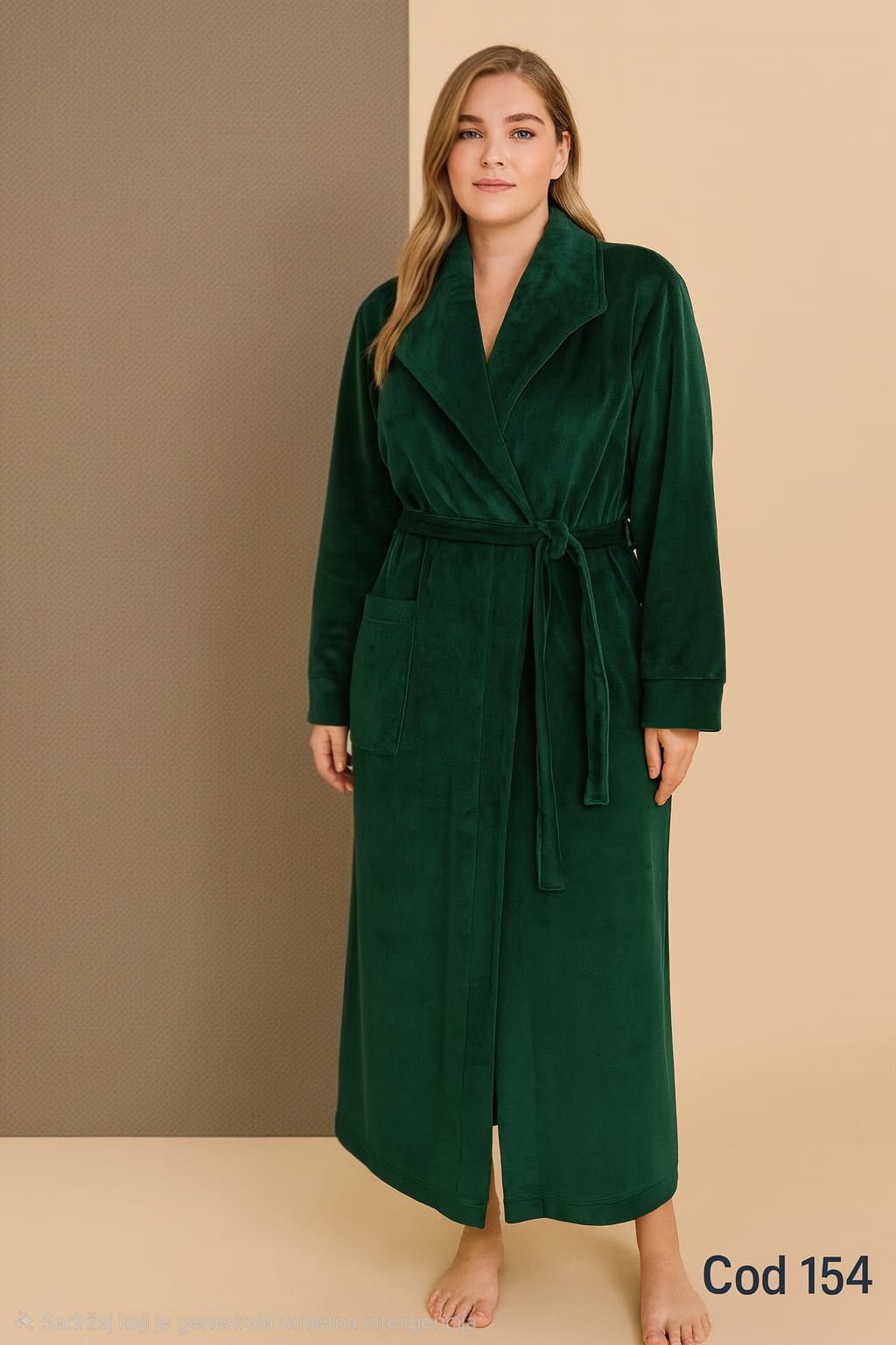 Plus size plišani kućni ogrtači – – Zelena 4XL – slika 5