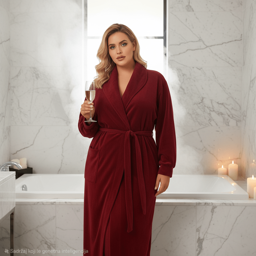 Plus size plišani kućni ogrtači – – Roza - Srce 2XL – slika 21