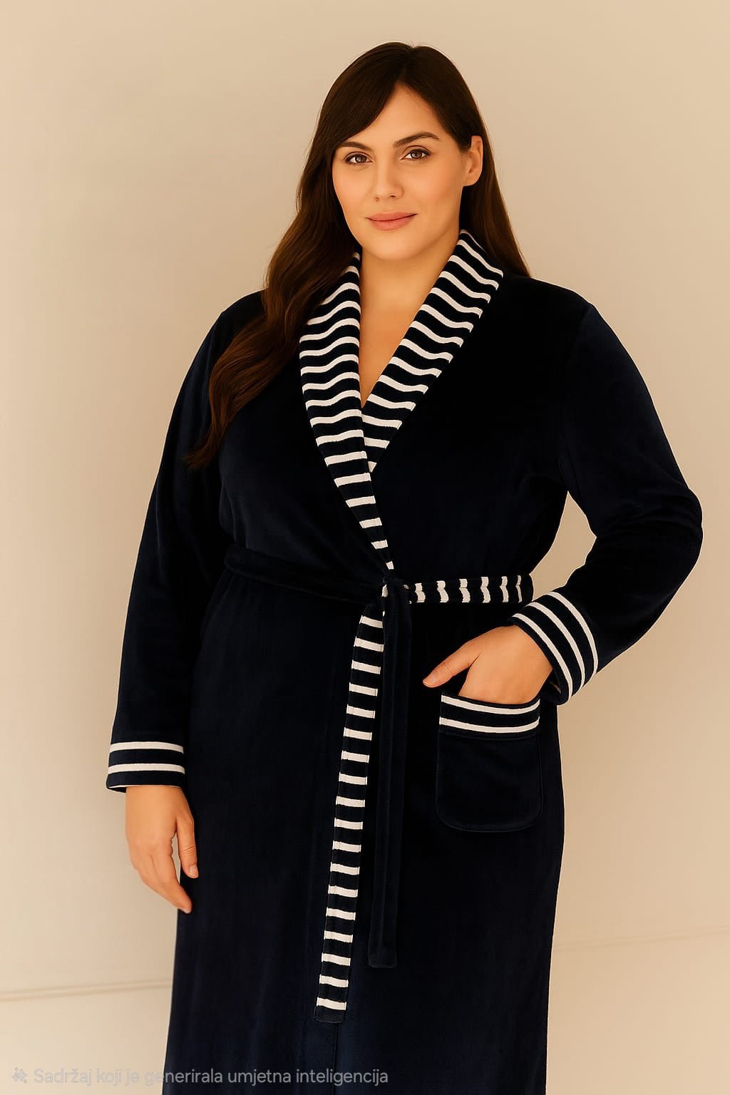 Plus size plišani kućni ogrtači – – Crna 4XL – slika 7