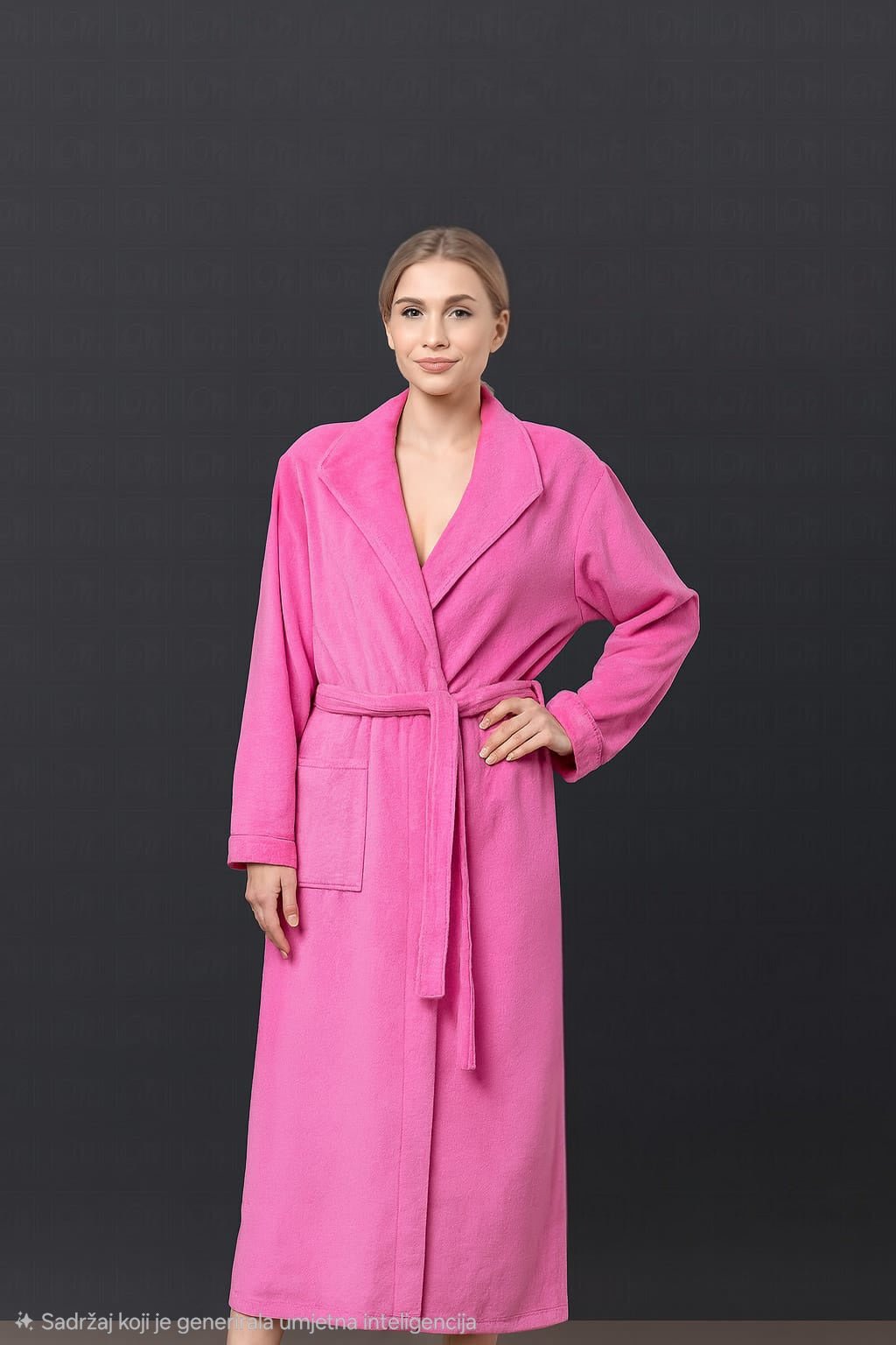 Plus size plišani kućni ogrtači – – Svijetlo - Roza 4XL – slika 10