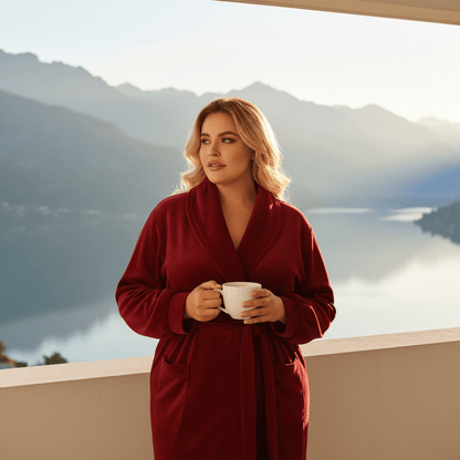 Plus size plišani kućni ogrtači – – Roza - Srce 2XL – slika 23
