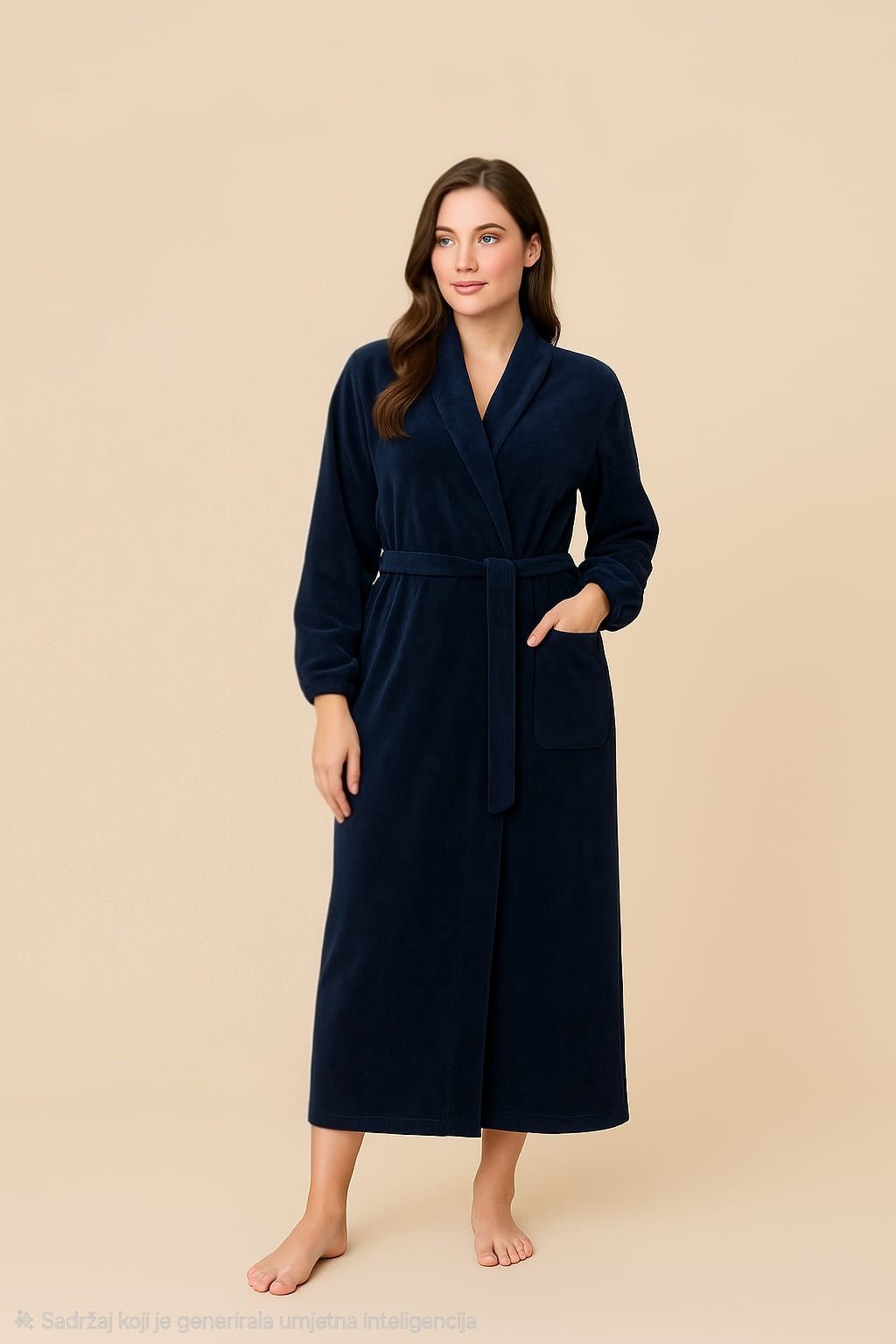 Plus size plišani kućni ogrtači – – Tamno Plava 4XL – slika 6