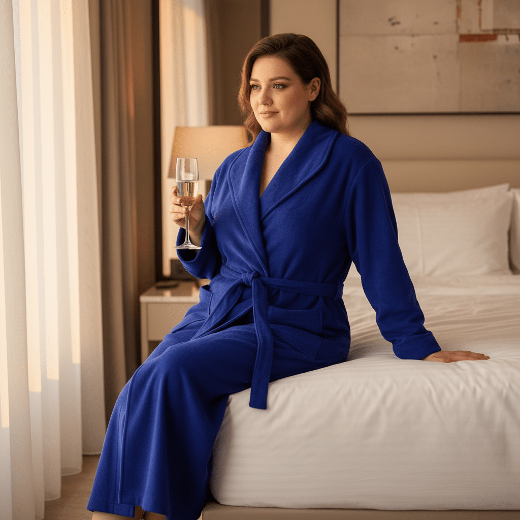 Plus size plišani kućni ogrtači – – Roza - Srce 2XL – slika 16