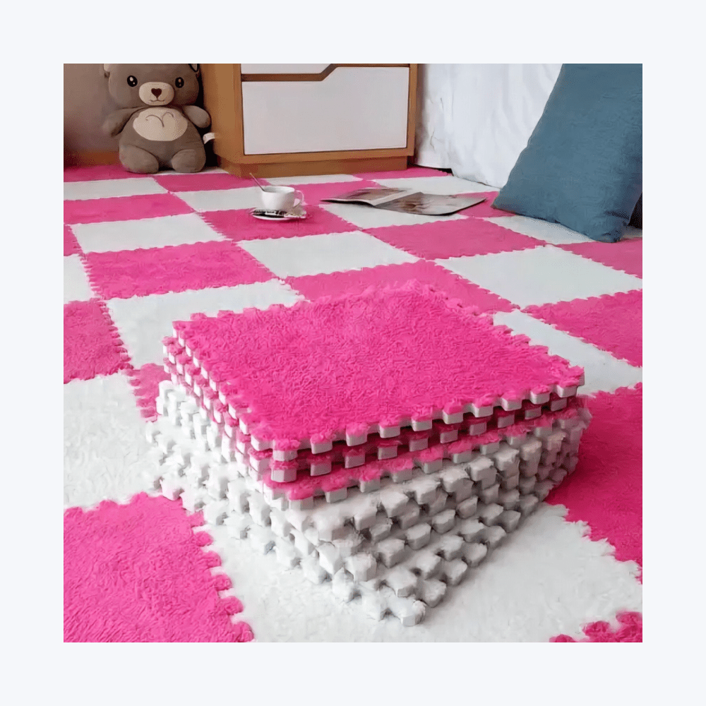 Plush Puzzle Podne Obloge - Set od 10 – Igračke i Program za Djecu – Roza – slika 3