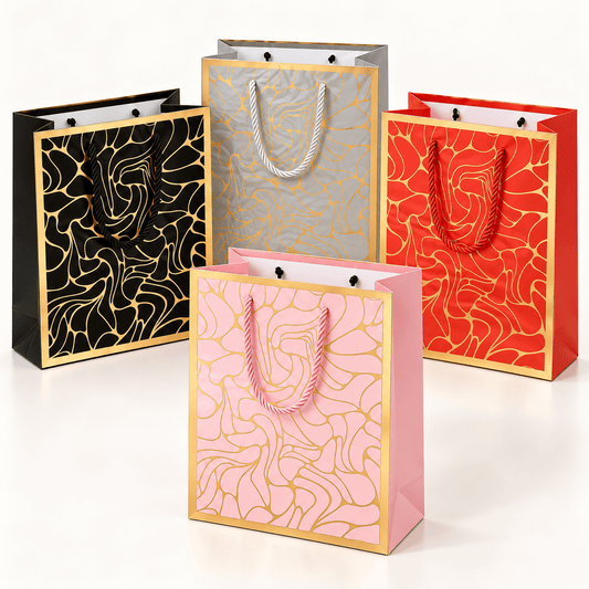 Poklon vrećice sa zlatnim uzorkom – 12 komada – Poklon vrećice – 18 × 23 × 10 cm – slika 1