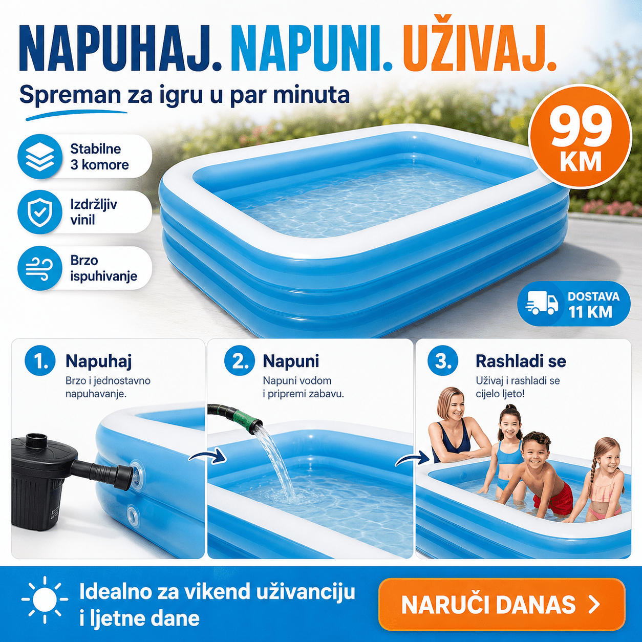 Pravokutni Dječji Bazen 305 × 183 × 56 cm – Bazeni i Ljetna Zabava – – slika 4