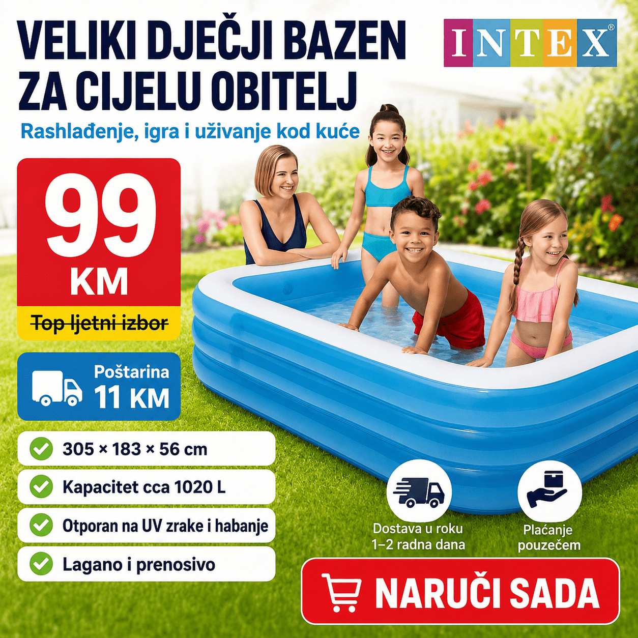 Pravokutni Dječji Bazen 305 × 183 × 56 cm – Bazeni i Ljetna Zabava – – slika 3