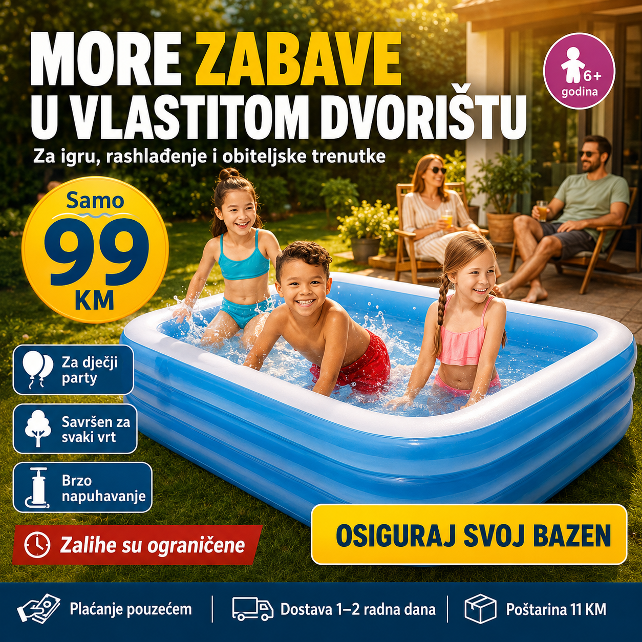 Pravokutni Dječji Bazen 305 × 183 × 56 cm – Bazeni i Ljetna Zabava – – slika 2
