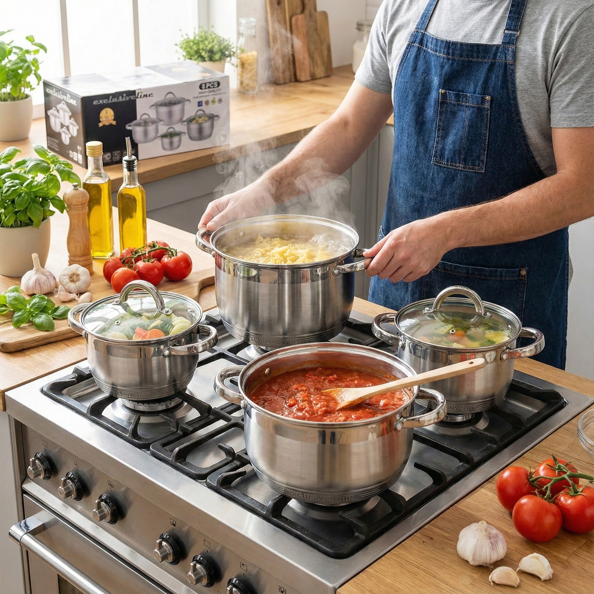 Premium 8 - dijelni set inox šerpi – – – slika 1