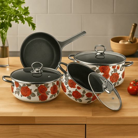 Premium granitni set posuđa Netlon – – Crveno - Bijelo – slika 1