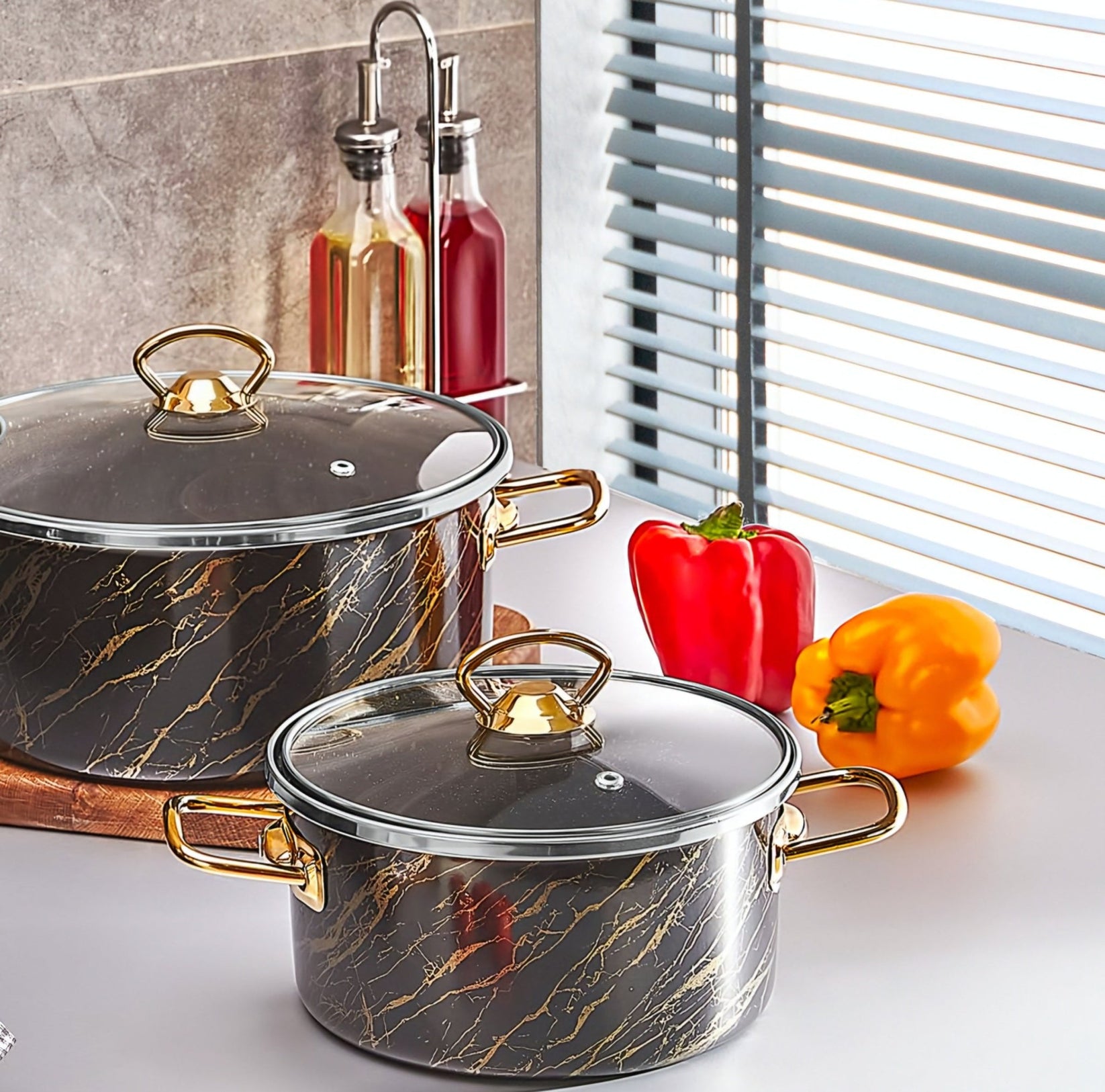Premium granitni set posuđa Netlon – – Crveno - Bijelo – slika 5