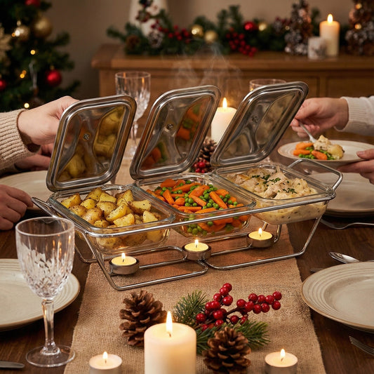 Premium Grijač Jela sa 3 Staklene Posude – – – slika 1