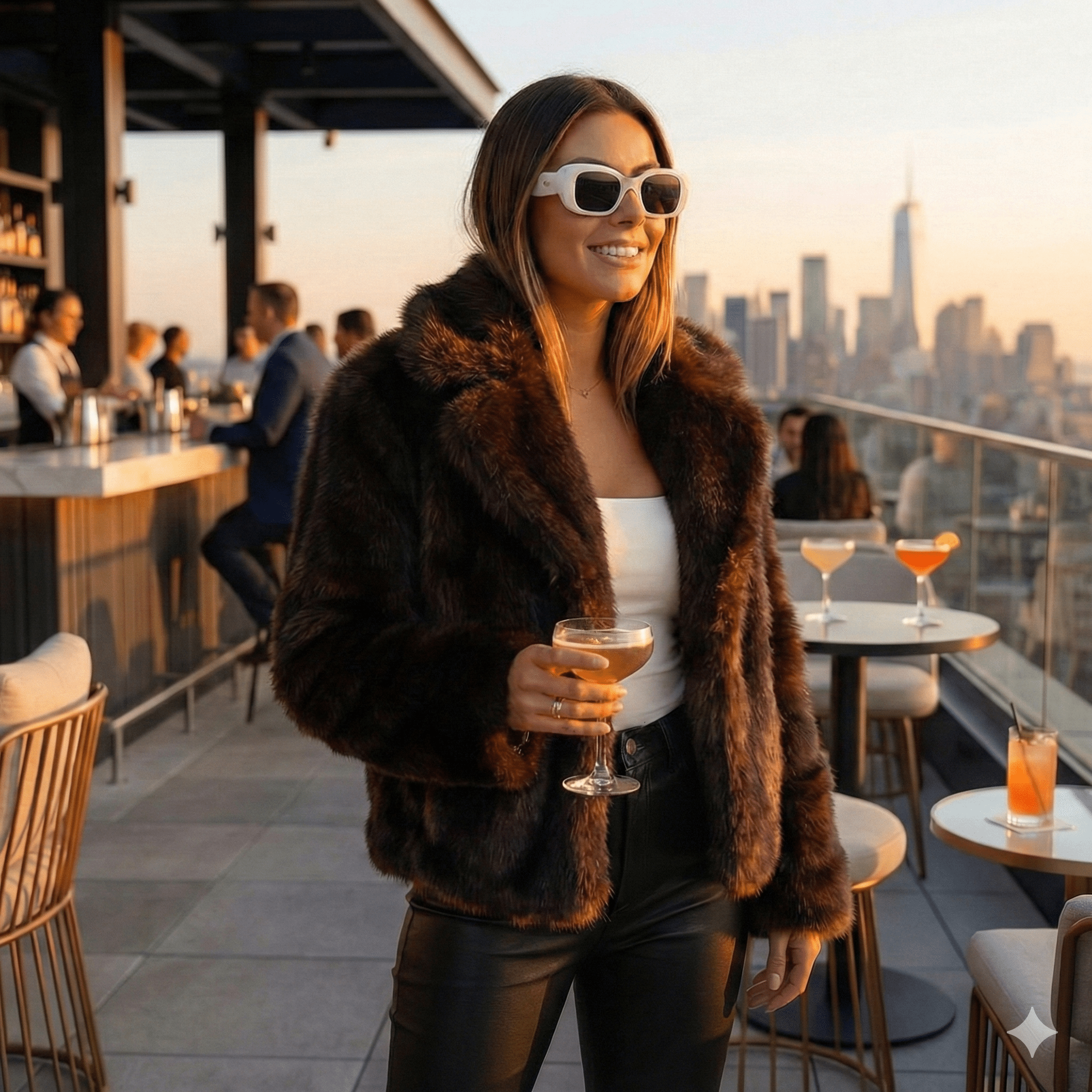 Premium Krznena Jakna – – Smeđa – slika 2