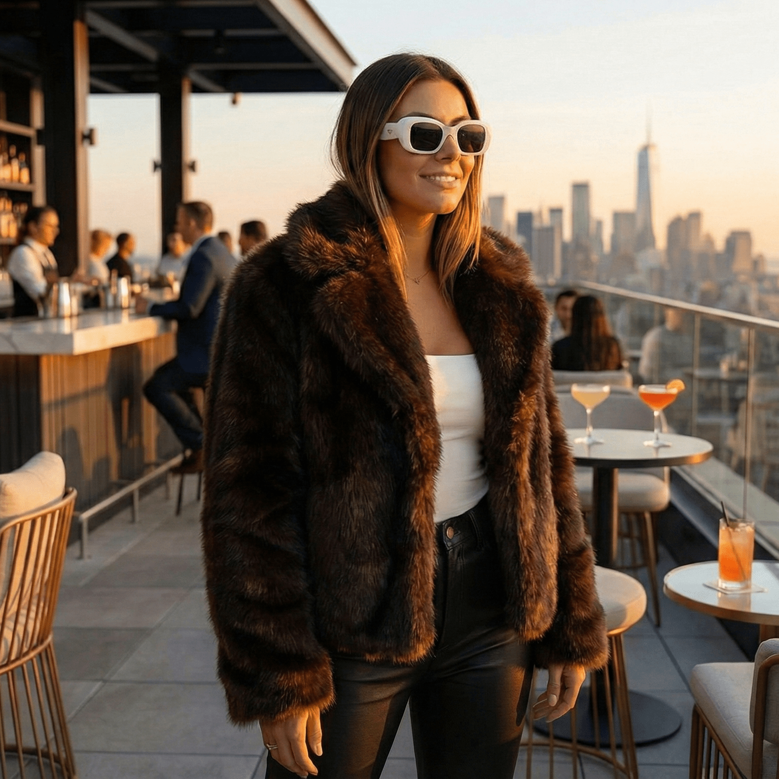 Premium Krznena Jakna – – Smeđa – slika 1