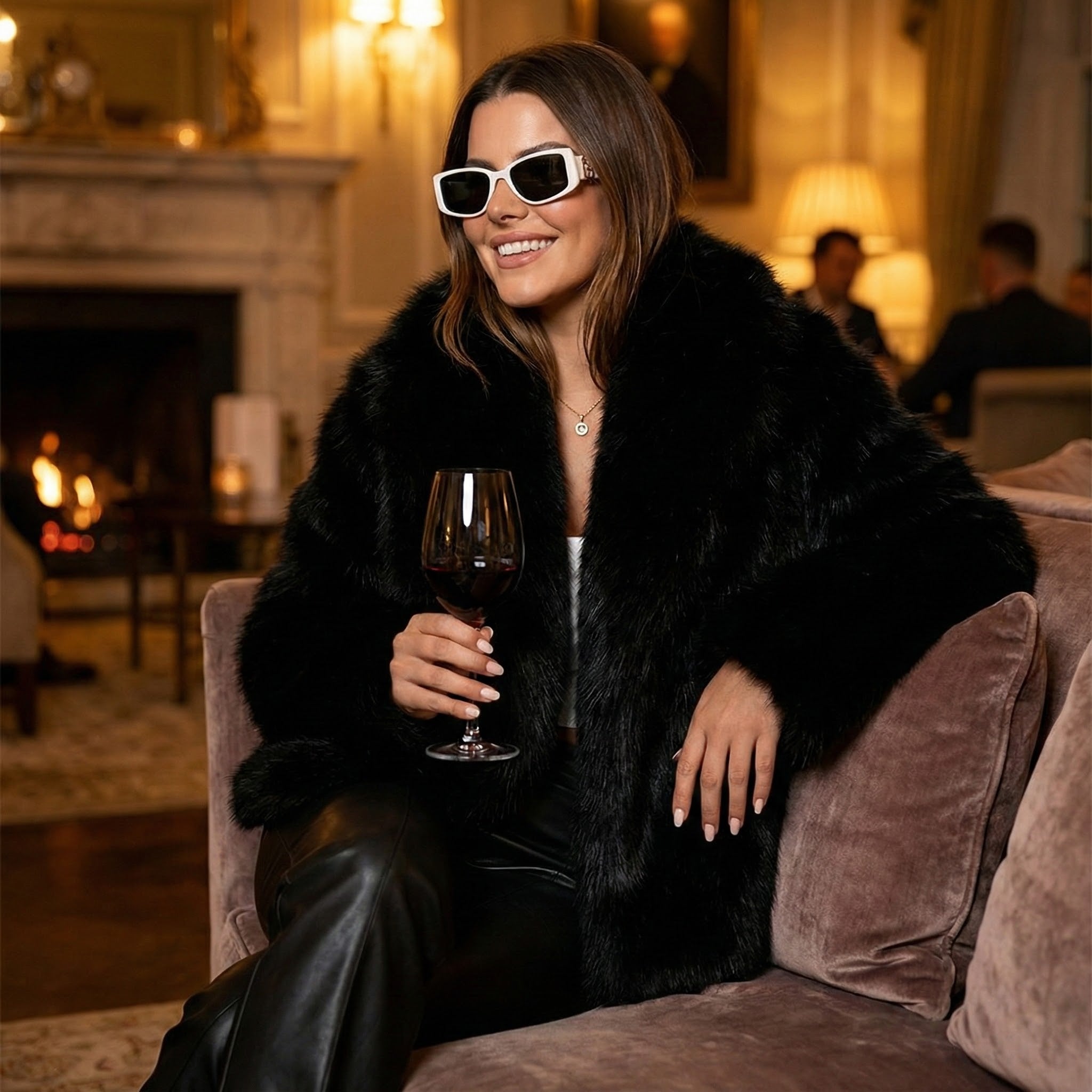 Premium Krznena Jakna – – Crna – slika 5